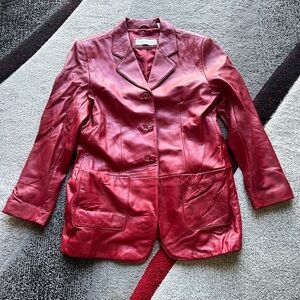 Valerie Stevens Vintage Ruby Red New Zealand Lambskin Blazer Coat